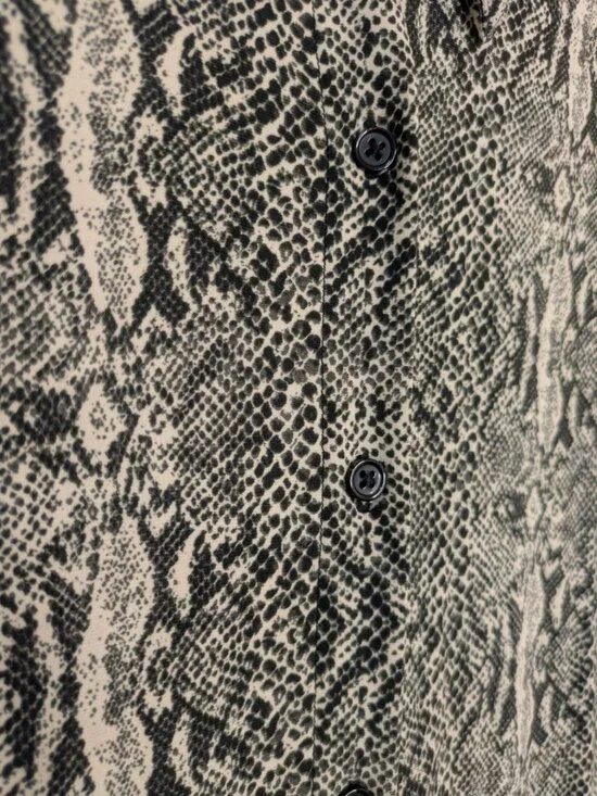 NWT Norma Kamali Snakeskin Print Button Down Stretchy Shirt Dress Size Small - Picture 4 of 6